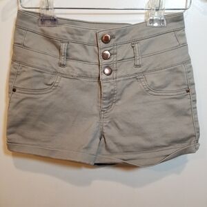 REFUGE Beige Women's Tan High Waist Button Fly Zip Shorts Size 0